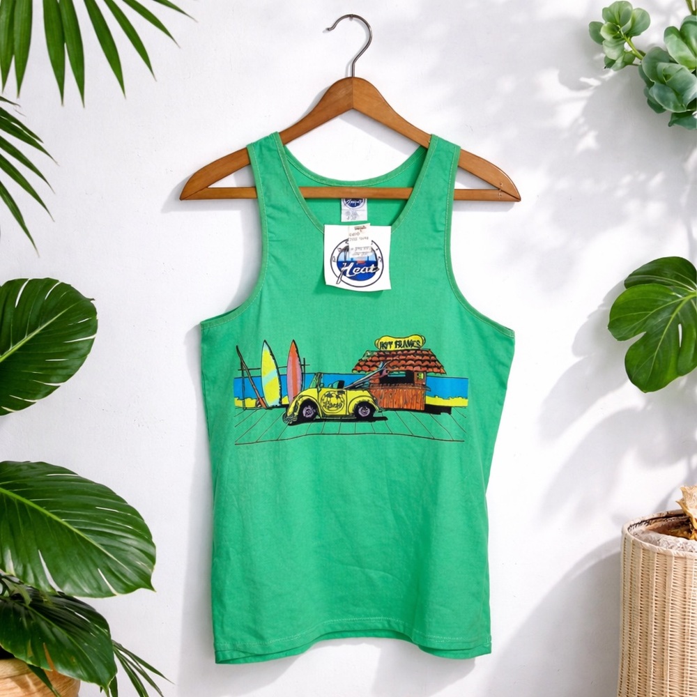 Vintage 80s Surf Tank Top Pacific Heat Route 66 Desert Graphic Youth XL XS S